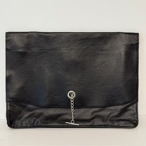 15” Document Paper File Envelope Black Clutch Purse Bag Slide Chain Closure